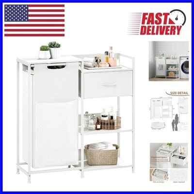 Portable Laundry Sorter with Fabric Drawer & 15.8 Gallon Capacity - White Chic