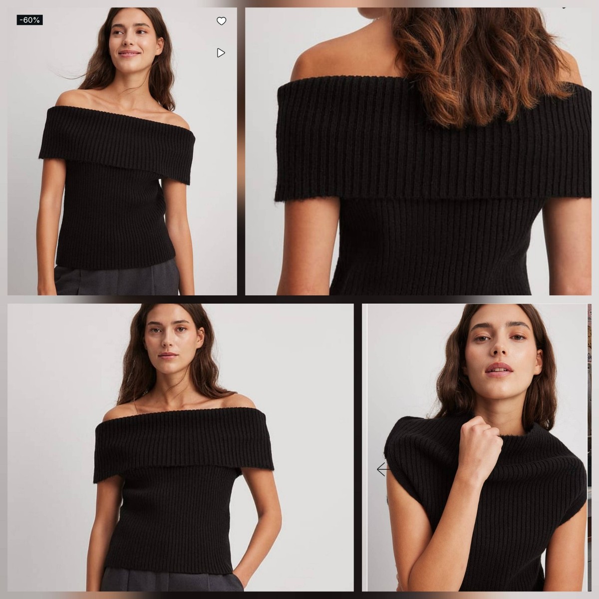 Knitted Multi Style Top Black Claire Rose x NA-KD Size S | eBay UK