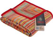 Ibena Malang Kuscheldecke 100x150 cm – Kniedecke bunt, fröhliche Streifendecke a