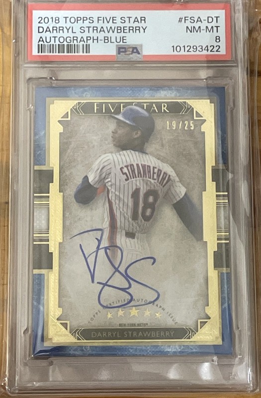 2018 Topps Five Star Blue  Darryl Strawberry 19/25  #FSA-DT Auto PSA 8