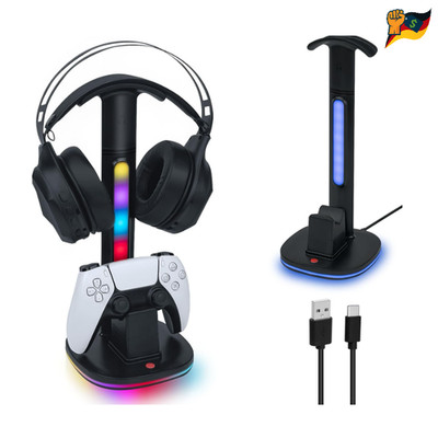 Mcbazel Ladestation PS5 DualSense Controller RGB-Licht Headset Halter
