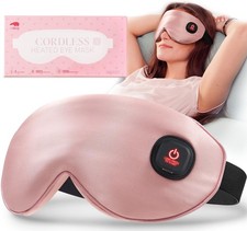 LitBear Heated Eye Mask, Silk Cordless Warm Eye Compress for Dry Eyes, Light Blo