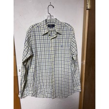Ralph Lauren Classic Fit Plaid Button Down Shirt Men"s 16 1/2 L Yellow Blue