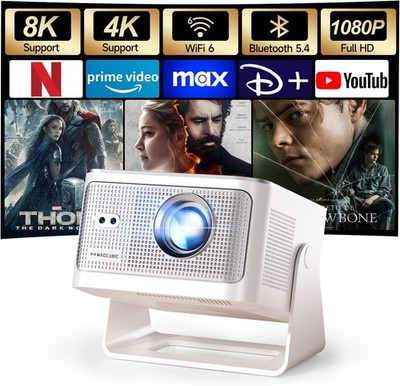 Mini Projektor 4K 8K WiFi 6 Bluetooth 54 Zoll 1080