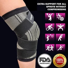 2× Knee Sleeve Compression Brace Support Sport Joint Pain Arthritis Relief Strap