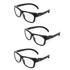 Black Safety Glasses 3 Pair Ansi Z87.1 Impact Protection Anti Fog Uv Protection