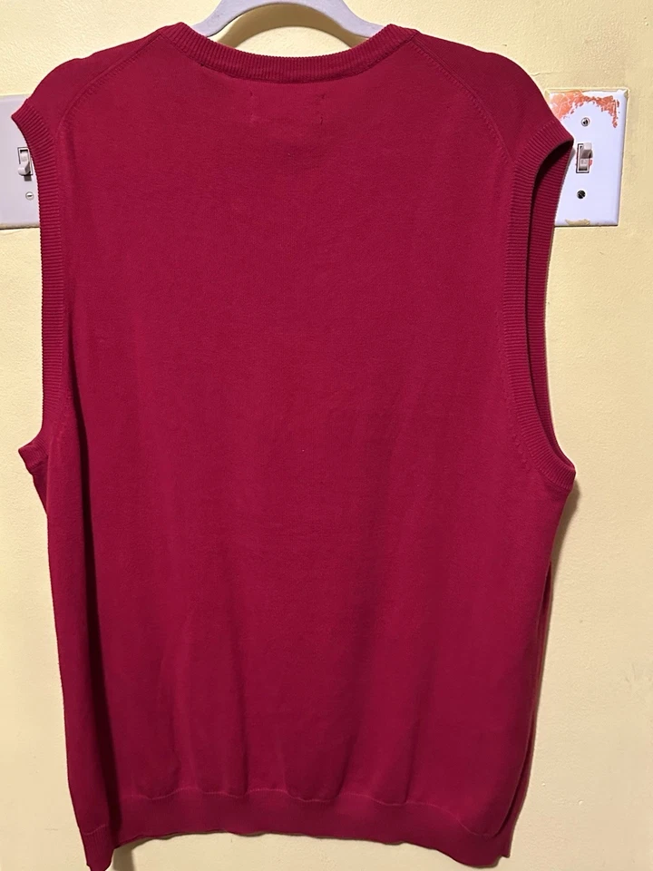 Chaps EST 1978 Men's V-Neck Sweater Vest Red 100% Cotton  Size XL/TG/EG - Image 2 of 4