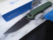 Sencut Crowley Ball Bearing Pivot Pocket Knife D2 Green Micarta Folder S21012-3