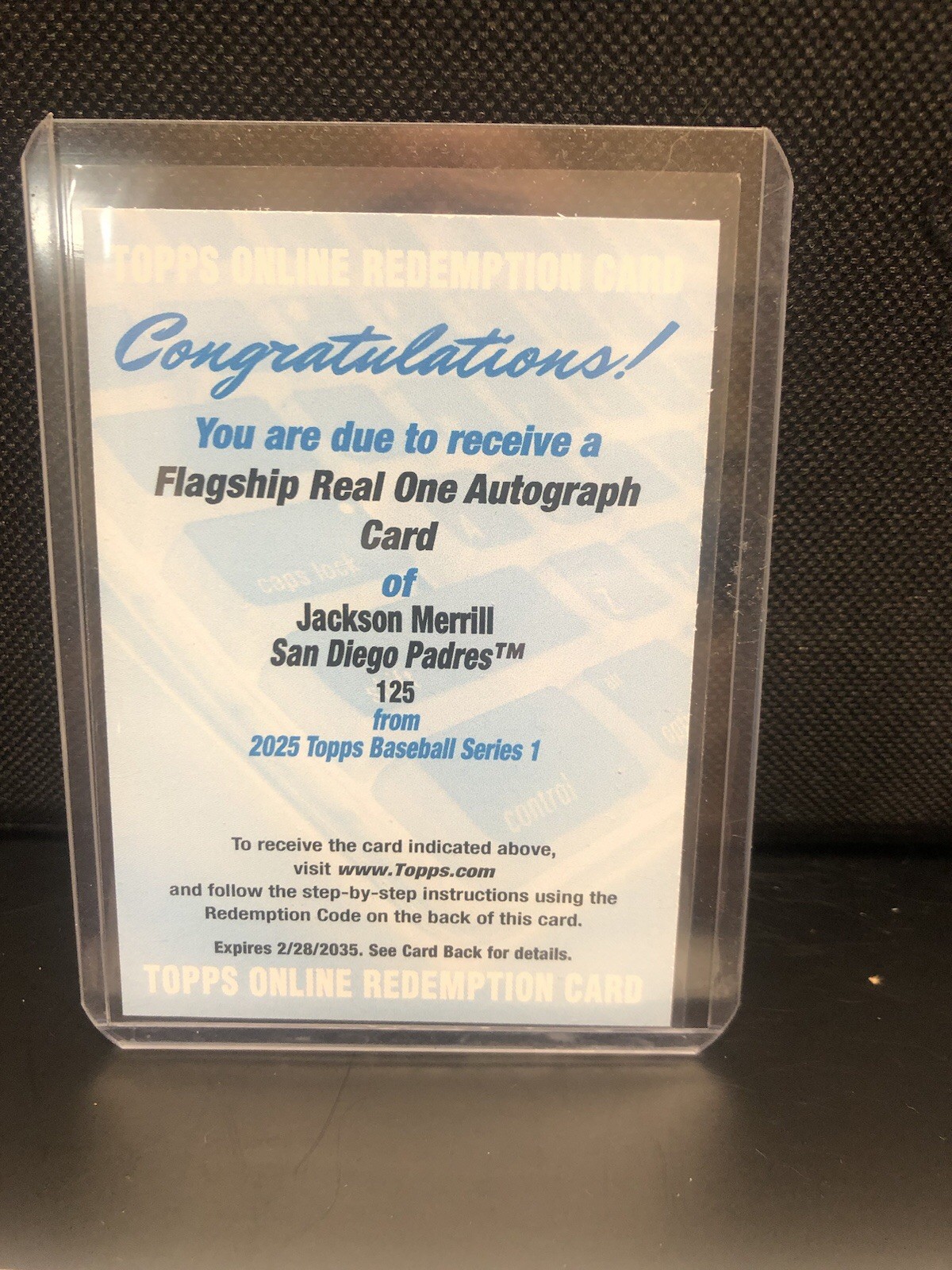 TOPPS REDEMPTION CARD 2025 Topps Jackson Merrill Real One Auto 125