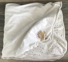 Disney Classic Pooh Baby Blanket Bees Honey Reversible Embroidered WASH WEAR 