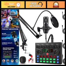 Podcast Equipment Bundle - V8s Sound Card BM-800 Microphone Kit for Recording