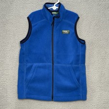 LL Bean Kids Mountain Classic Polar Fleece Vest Blue Full Zip Youth Size M 10/12