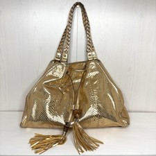 RARE Gucci Metallic Gold Snakeskin Large Pegg...