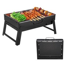 Barbecue Portable Petit à Charbon de Table Pliable Noir Fer