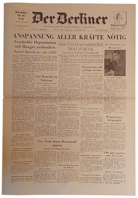 Der Berliner 14.02.1946 original Zeitung Sammlerstück + Echtheitszertifikat
