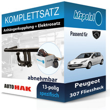 Für Peugeot 307 Fliessheck 00- AUTO HAK Anhängerkupplung abnehmbar + 13polig