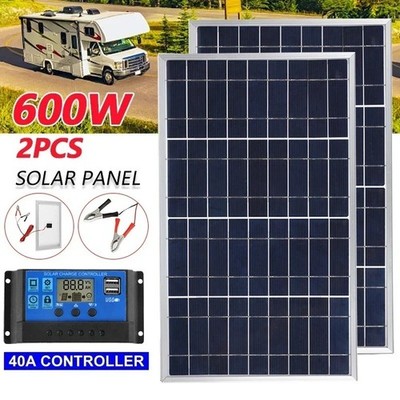 300W/600W Solarpanel Kit Komplett 12V Polykristallin USB Power Tragbar Outdoo