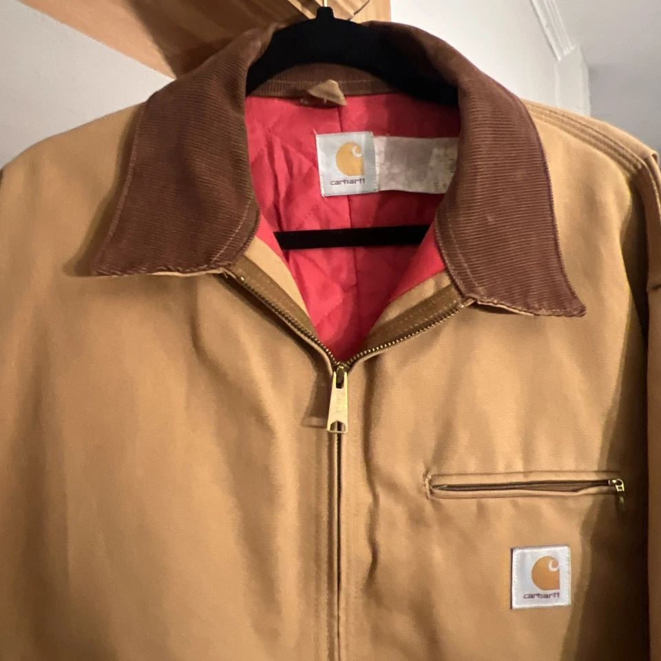Forro acolchado vintage años 70 Carhartt Detroit rojo trabajo Foto 2 de 4
