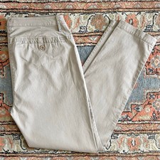 Eileen Fisher Stretch Khaki Tan Zipper-Fly Tapered Straight Leg Chino Pants XS