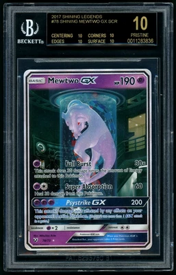 Pokemon Mewtwo GX Shining Legends SCR #78 BGS 10 BLACK LABEL