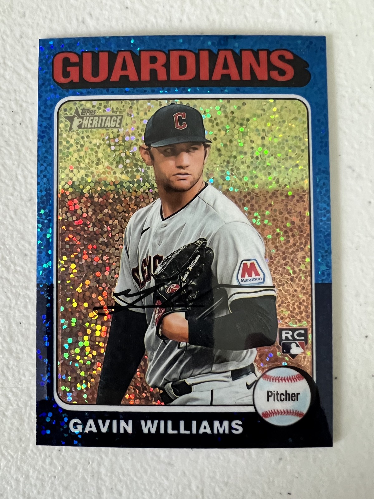 2024 Topps Heritage #489 Gavin Williams Chrome Blue Sparkle Refractor