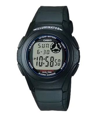 Casio Men s Black Digital Sport Watch with Grey Display - F-200W-1A