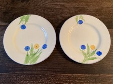 Two Newhall 8”  Art Deco 1930's Tea Plates -handpainted flower design