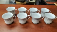 Set of 8 Vintage Somerset by NL Excel Coffee or Tea Cup Blue Pink Floral Trim