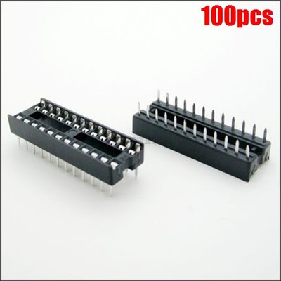 100Pcs Narrow Solder Type DIP-24 24 Pin Dip Sip Ic Sockets Adaptor New Ic te