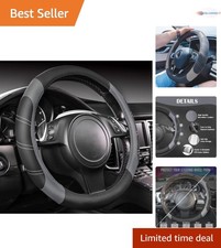 Microfiber Leather Steering Cover Universal Fit 14.5-15 Inch Anti-slip Sporty