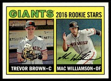 2016 Topps Heritage #187 Trevor Brown / Mac Williamson San Francisco Giants RC