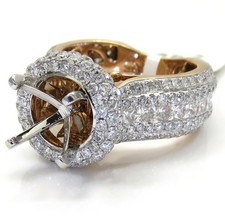 Women's 18K Rose Gold Over Diamond Semi Mount Invisible Setting Ring 4ct/8mm Set