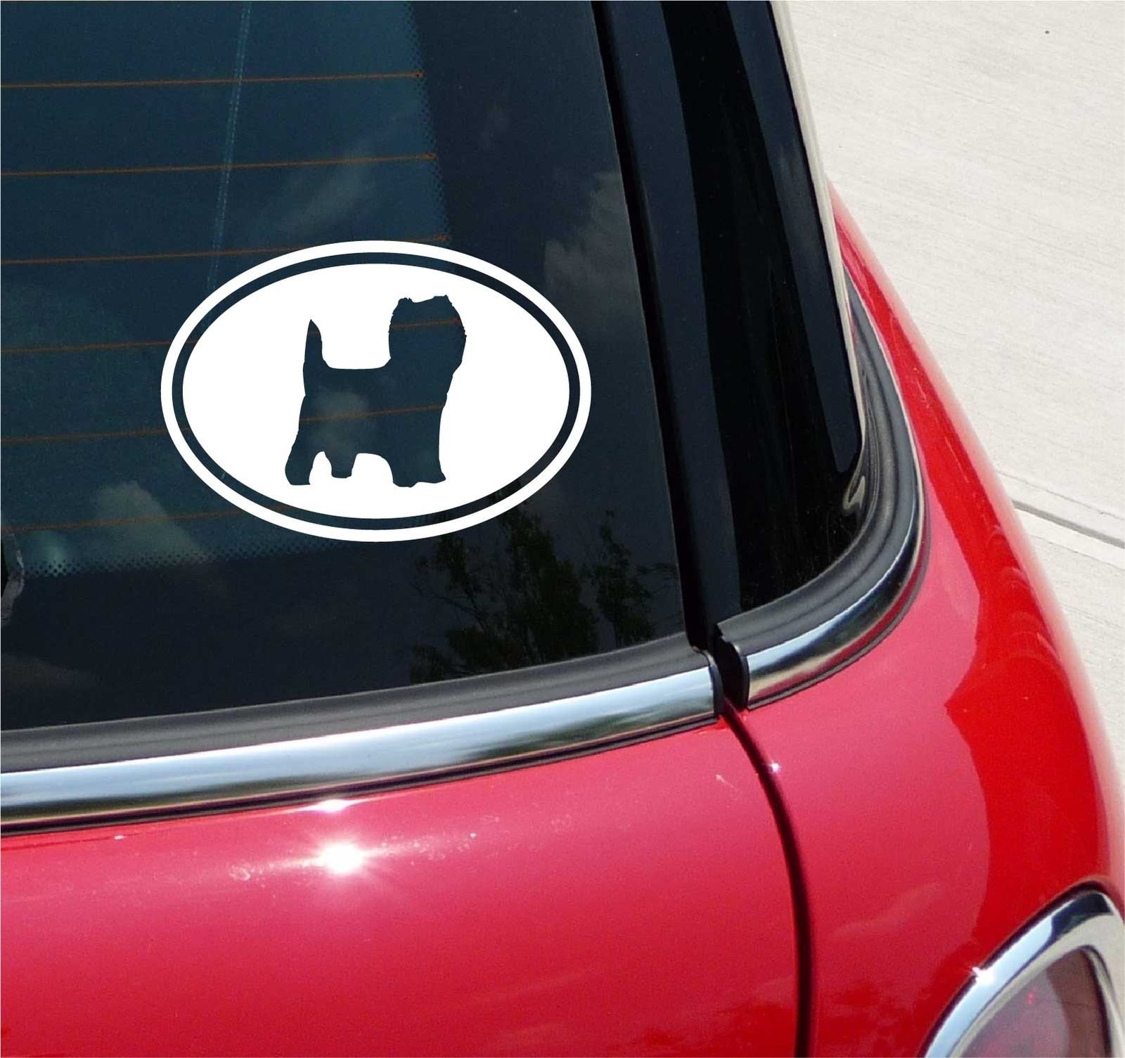 Euro Cairn Terrier Car Decal Sticker Single Color Oval Design