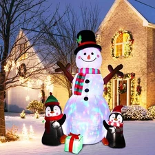 6ft Christmas Inflatables Outdoor Decorations, Blow Up Snowman Penguins Infla...