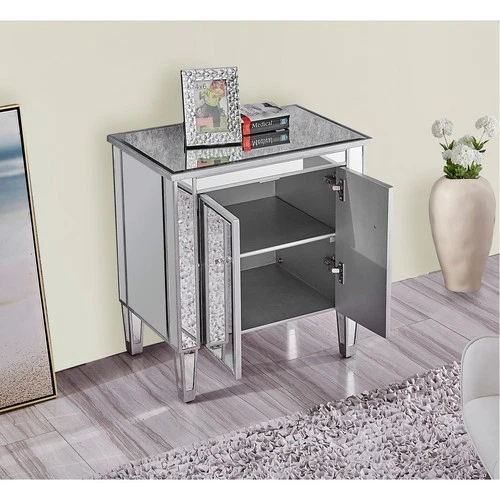 Elegant Lighting MF72020 Reflexion End or Side Table Antique Hand Painted Silver - Picture 3 of 11