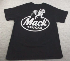 Mack Trucks Shirt Mens Large Black Graphic Tee Bulldog Logo Workwear T-Shirt