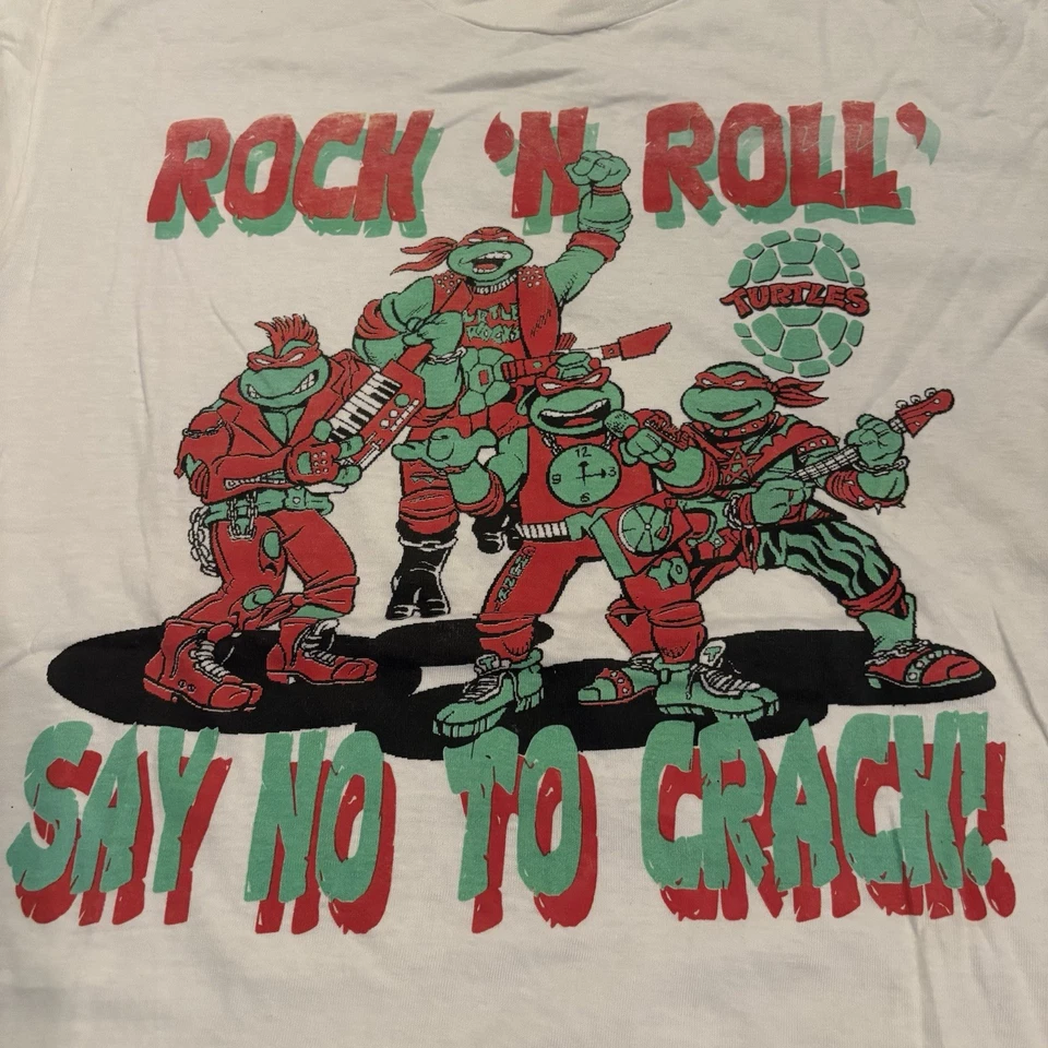 Camiseta grande vintage Teenage Mutant Ninja Turtles antidrogas di no al agrietamiento Foto 3 de 4
