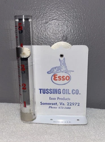 Vtg ESSO Rain Gauge-TUSSING OIL CO. Somerset, Virginia-Orange County Sign Exxon