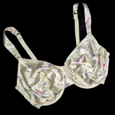 Vintage 1995 VICTORIA'S SECRET Second Skin SATIN Bra FLORAL Print SHINY 36DD