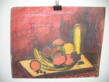 VINTAGE STILL LIFE FRUITS WATERCOLOR PAINTING MAX PELS