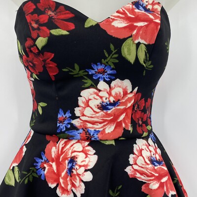 short black and red prom dress A Line 3D Floral Short Red Black Yellow Prom Dresses, Short 3D Floral main image 0