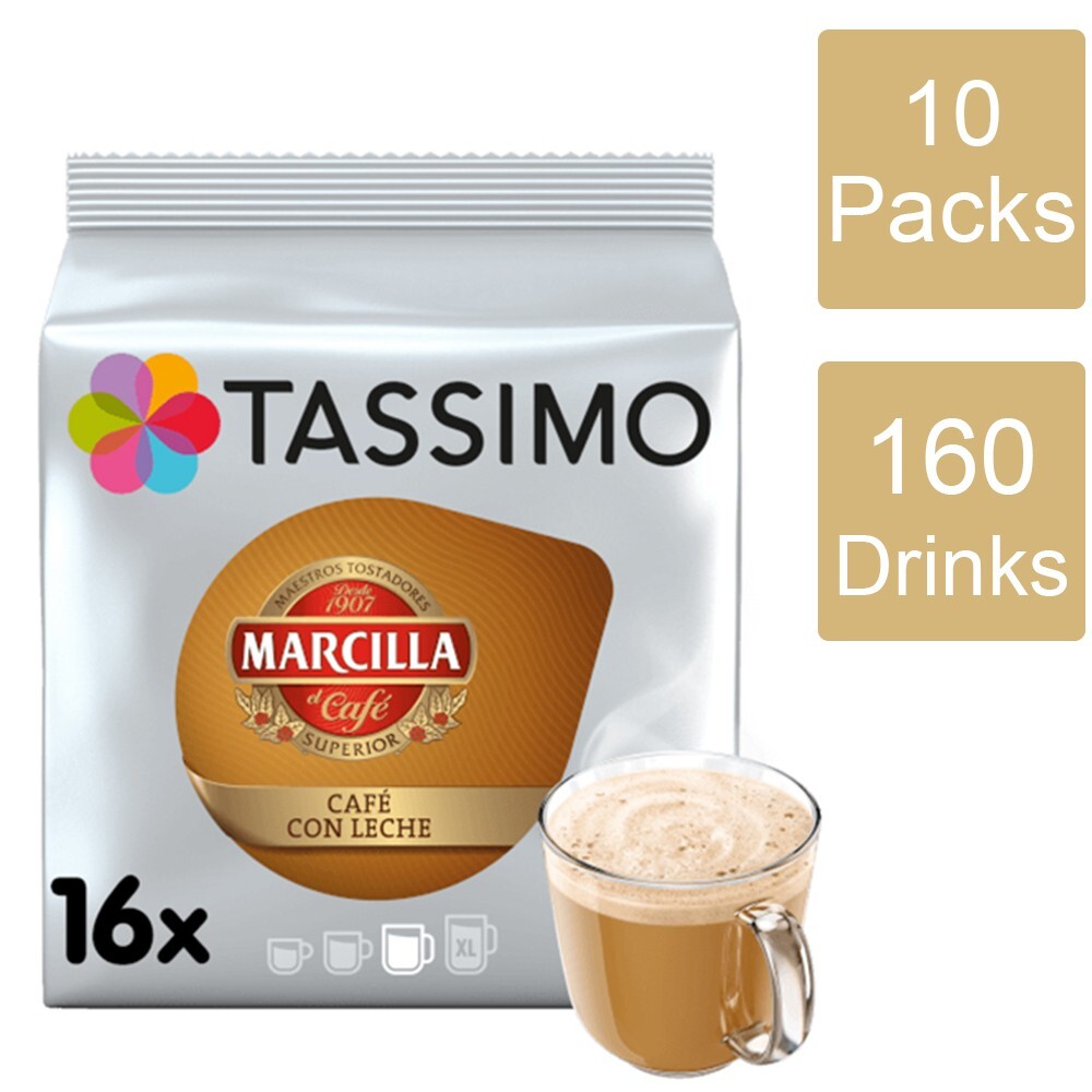 Tassimo Coffee Pods Marcilla Cafe Con Leche 10 Packs (160 Drinks)