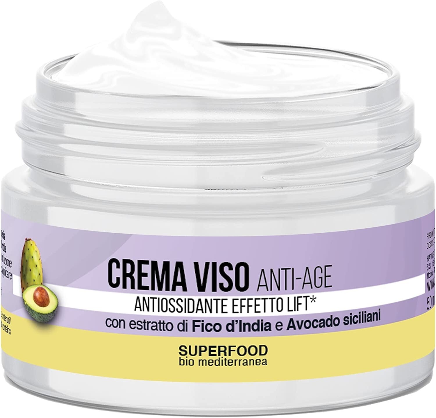 Crema Viso Antirughe con estratti di Avocado e Fico d’India di Sicilia. 50ml