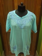 2XL 4XL ETHNIC HAND CHIKANKARI EMBROIDERED GEORGETTE TOP KURTA KURTI DRESSES
