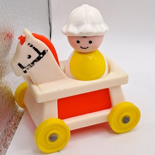 Vintage Fisher Price Little People Nursery Baby & Orange Riding Horse - Picture 3 of 7