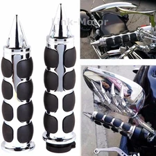 CUSTOM CHROME MOTORCYCLE HAND GRIPS HANDLEBAR THROTTLE BOSS 1" FOR HARLEY SPIKE