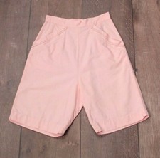 VTG Women's 50s Pink Cotton High Waist Shorts 1950s Pockets Sz XXS/XS