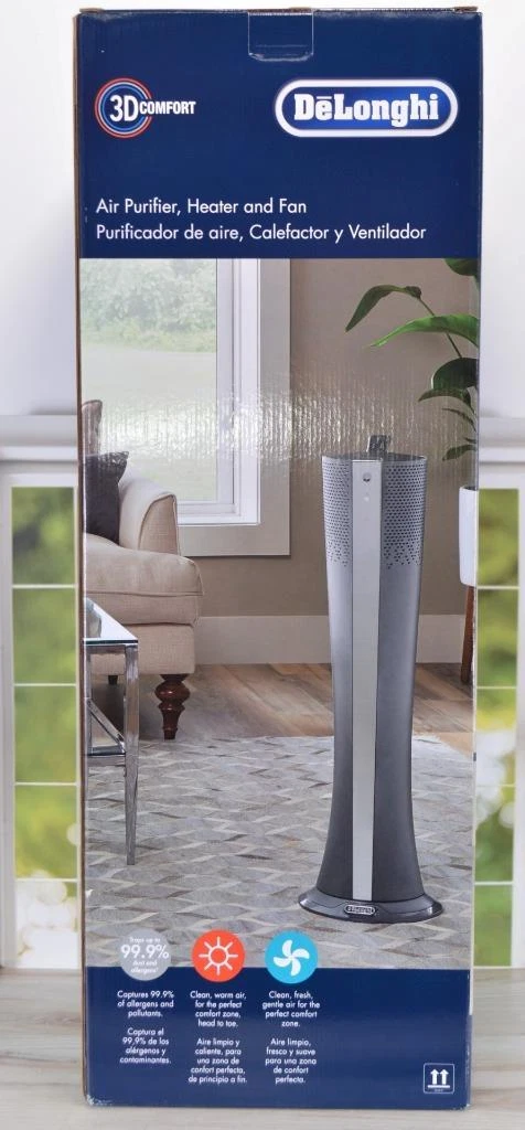 DELONGHI HFX85W15C HEPA Air Purifier Heater Fan 3D COMFORT Tower