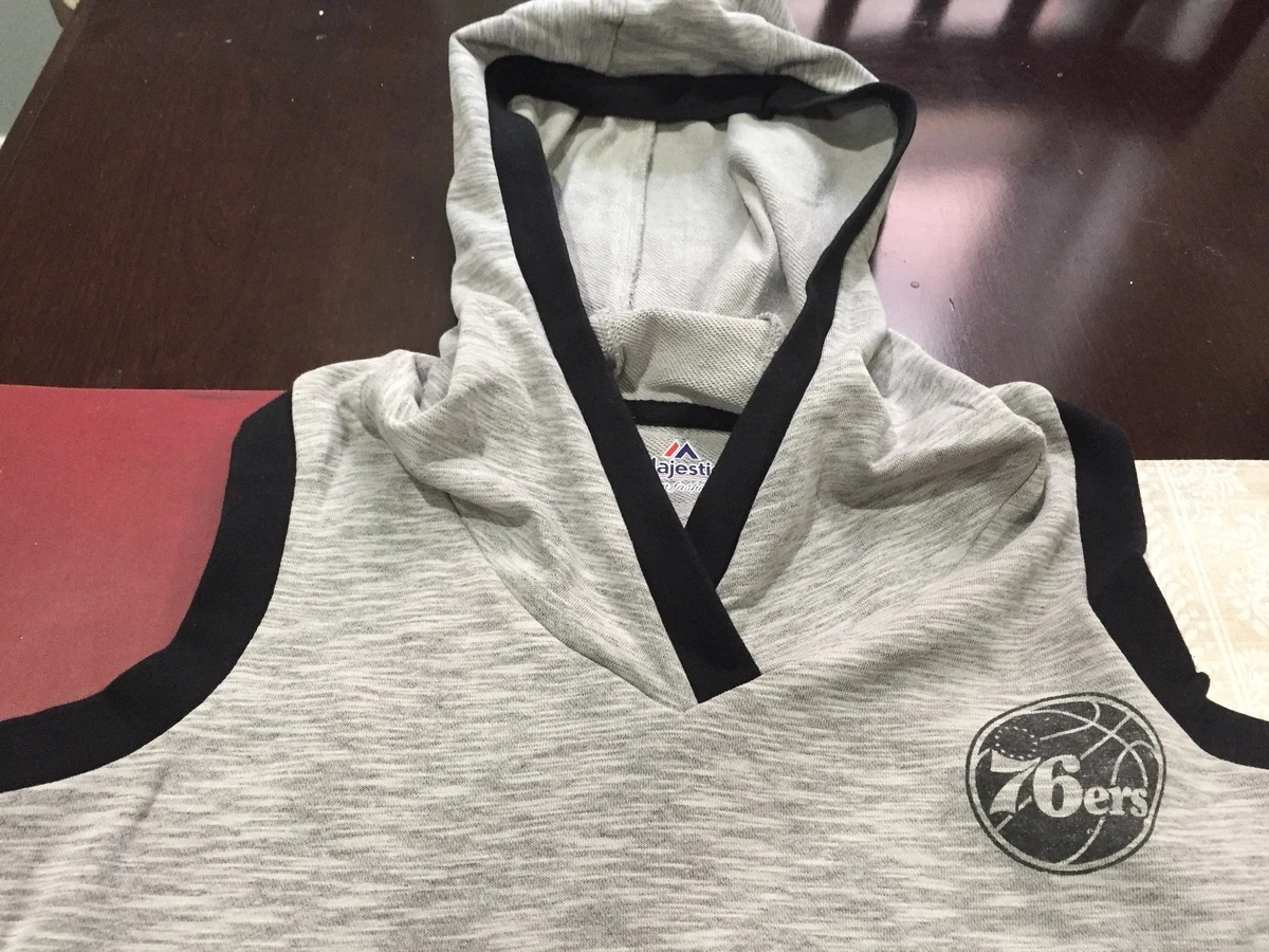 PHILADELPHIA 76ERS SIXERS SLEEVELESS HOODIE M MEDIUM GRAY NEW | eBay