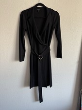 Ann Taylor Petite Black Faux Wrap Sweater Dress Size S
